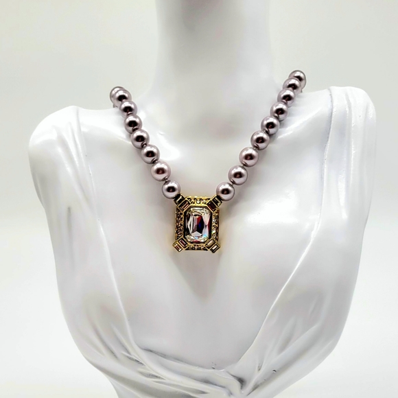 Heidi Daus Choice of either Light Pink or Lavender Pearl Emerald Cut Necklace - Picture 7 of 9